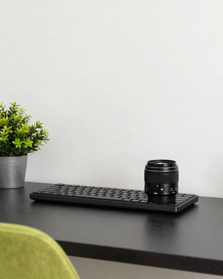 Escritorio minimalista en un departamento contemporáneo de Quito
